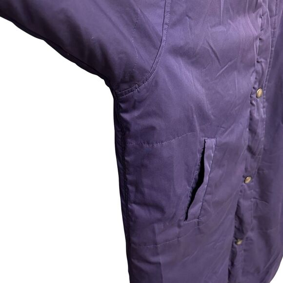 VTG Eddie Bauer Goose Down Fur Collar Women's Trench Coat Parka Size XL Purple‎ - Picture 4 of 14